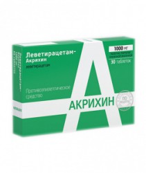 Леветирацетам-Акрихин, табл. п/о пленочной 1000 мг №30