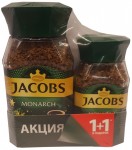 Кофе, Jacobs (Якобс) 95 г №1 Монарх растворимый стекло + бонус кофе Якобс Монарх 47.5 г